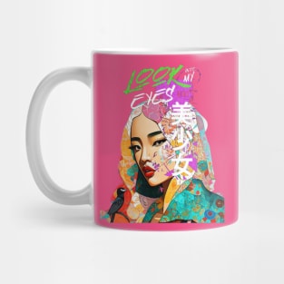 Look into my Eyes Girl (Japanese symbols female face) Mug